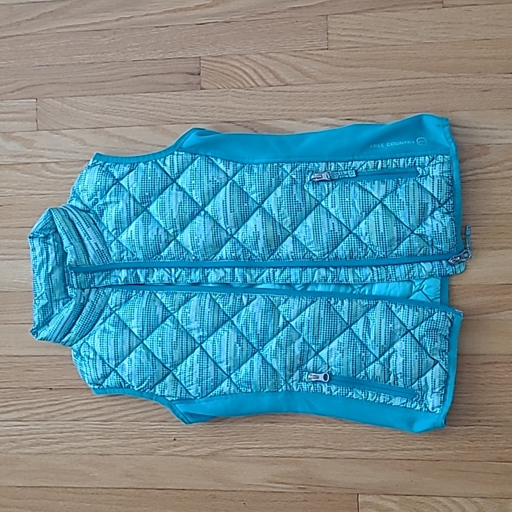 Free Country Down & Teal Quilted Vest for Girls Size M(7-8)